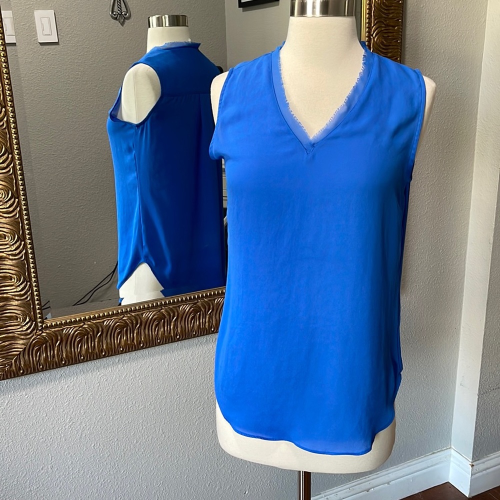 Violet & Claire Electric Blue Sleeveless V-Neck Blouse
